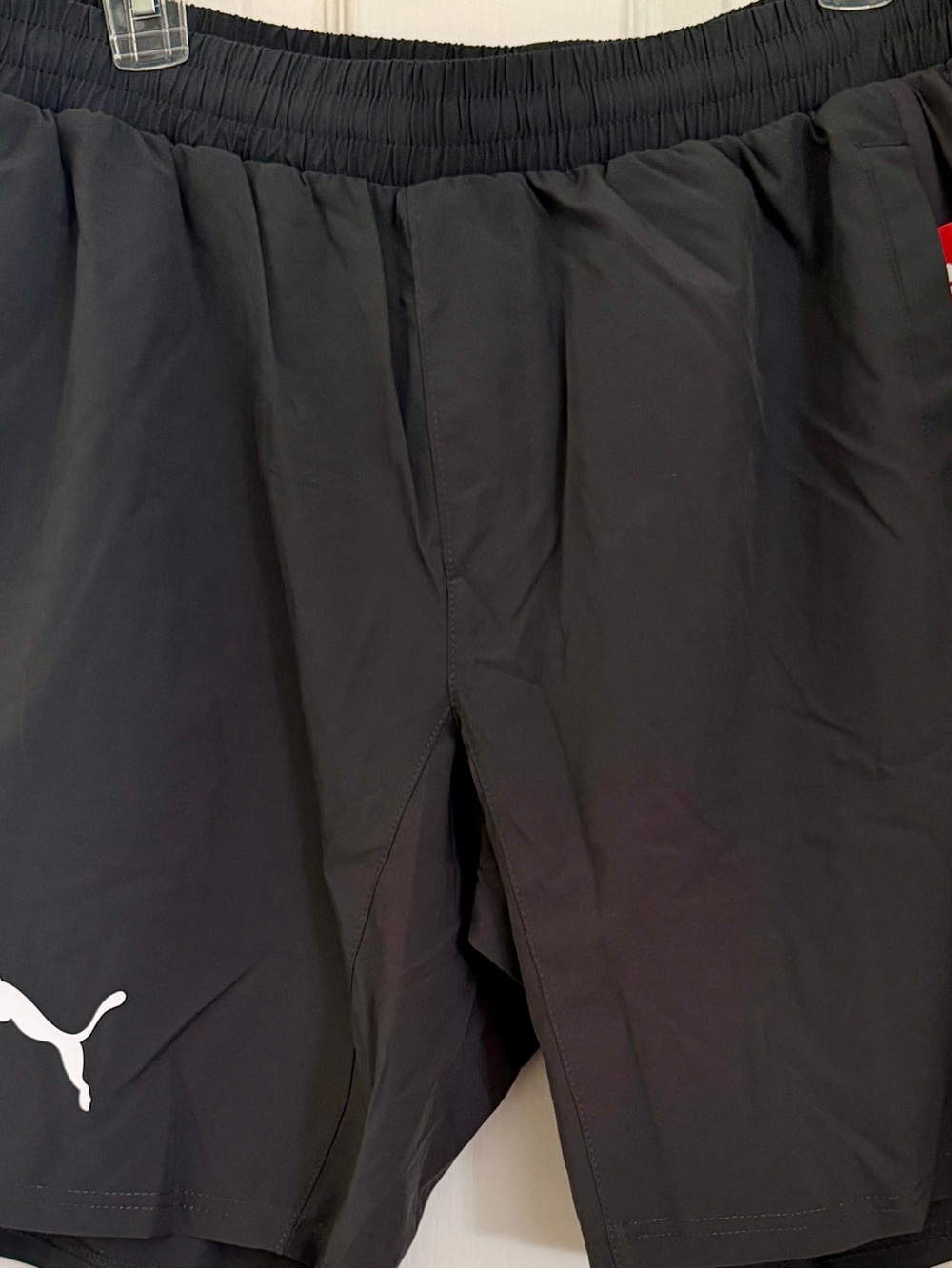 Puma Black Athletic Shorts with White Logo